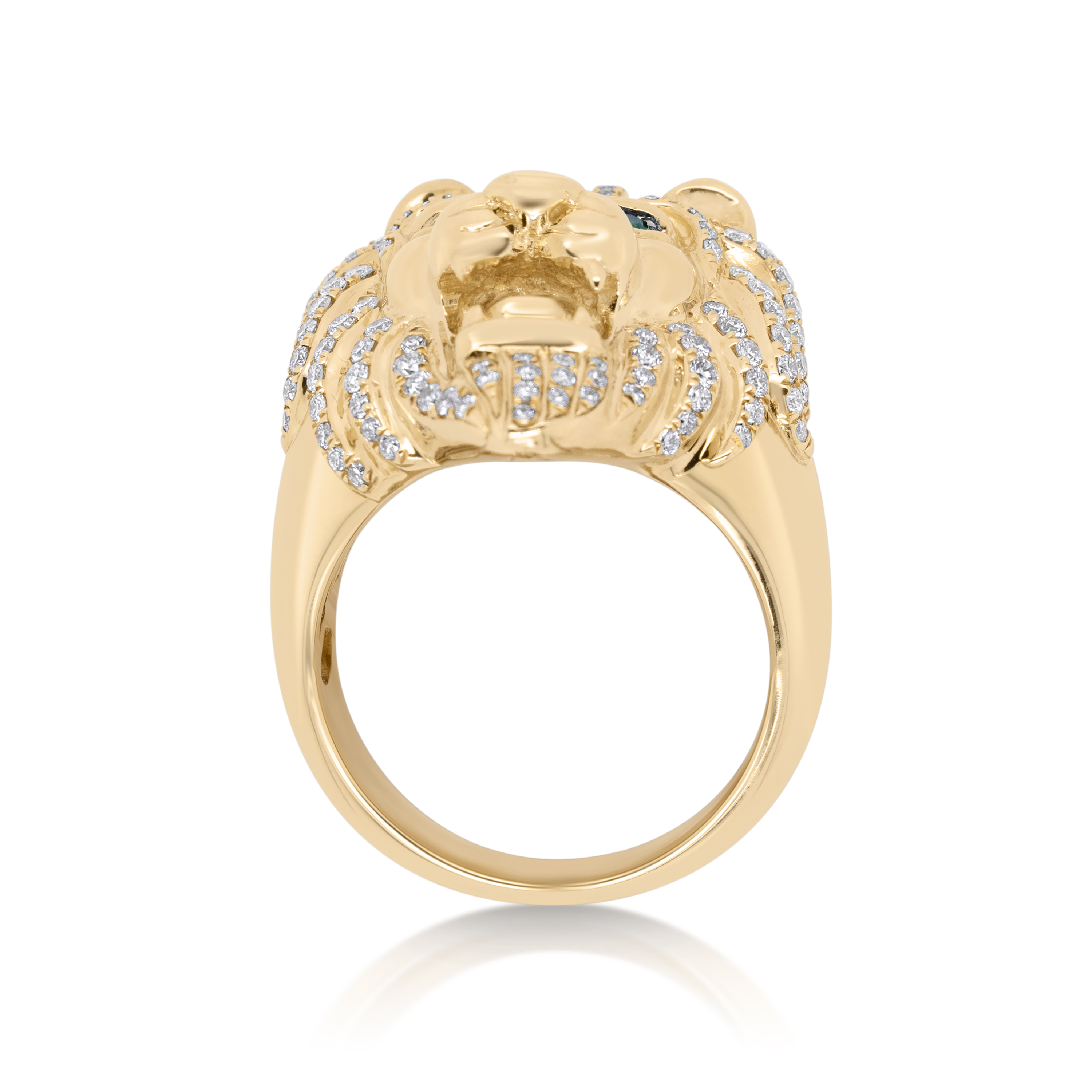 Diamond Lion Head Ring 1.55 ct. 10K Yellow Gold